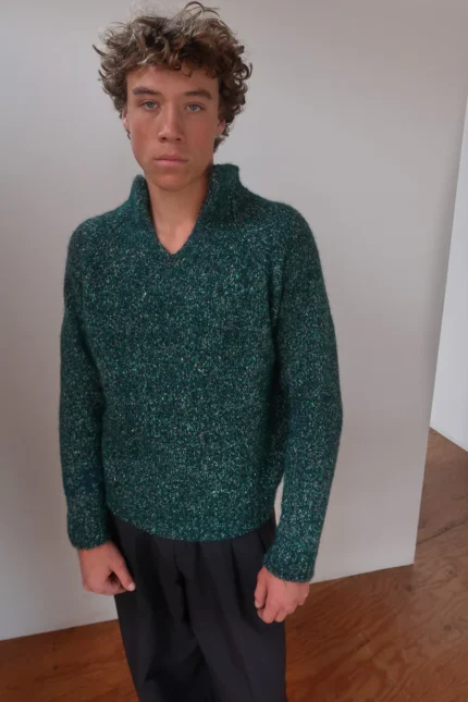 slit neck alpaca sweater knit