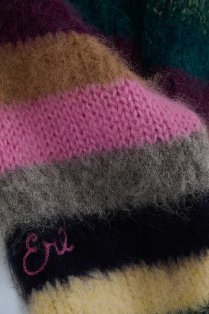 striped alpaca crewneck knit